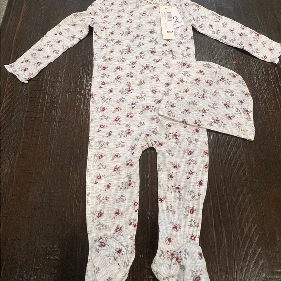 White and Red Footed One Piece with Ruffle Details - Picture 1 of 4